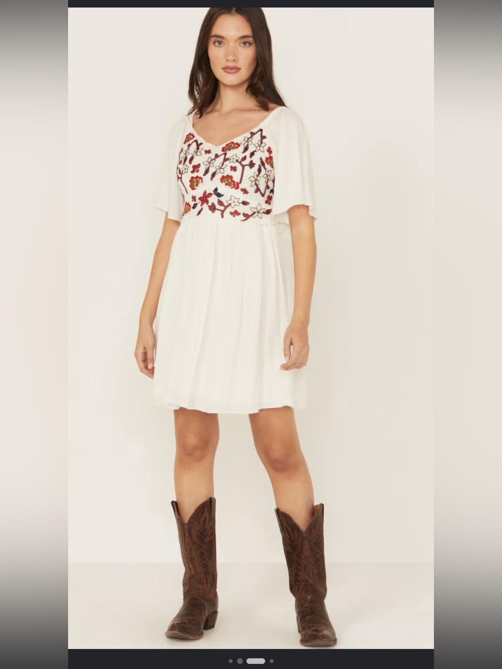 White Midi Dress with Embroidery